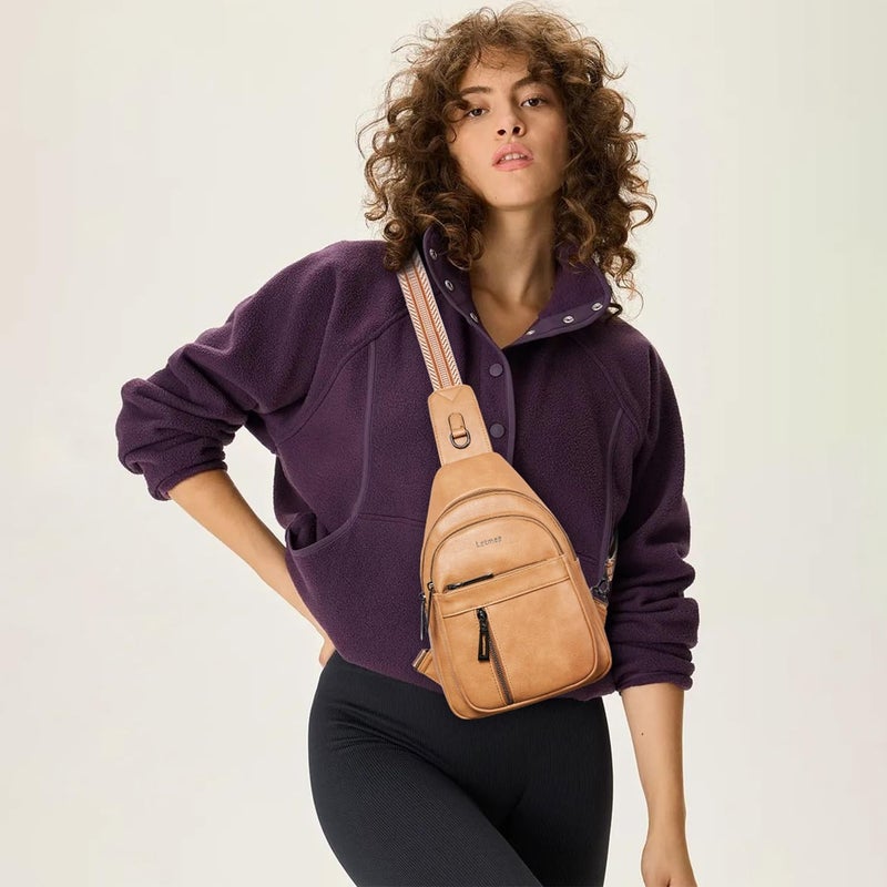 LATMAP 7L Sling Bag For Women Men Backpack Fanny Pack Crossbody Chest Travel Shoulder Belt Bags Purse Handbag PU Leather - Image 2